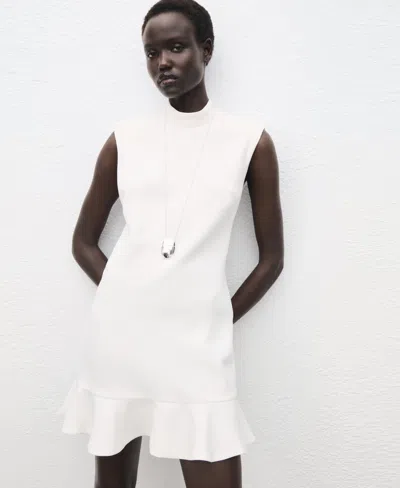Mango Women's Ruffled High-neck Dress In White