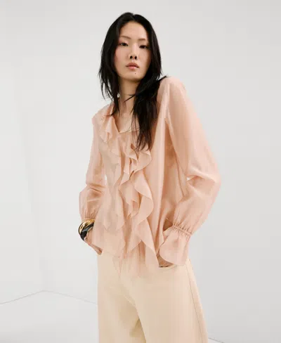 Mango Women's Ruffled Lyocell Blouse In Neutral