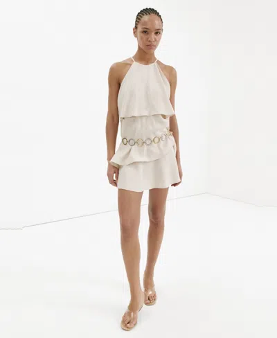 Mango Ruffled Modal Blend Dress In Neutral