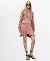 Mango Robe Courte À Volants Rose - Femme - L -  In Pink