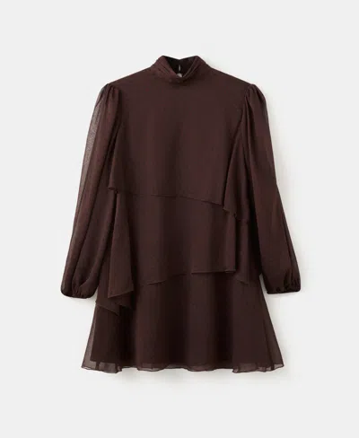 Mango Polka-dot Dress With Ruffles Brown