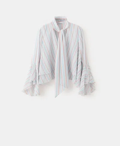 Mango Women's Ruffles Stripe-patterned Blouse In Multi