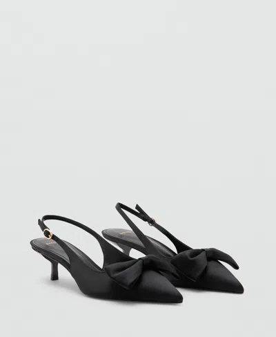 Mango Satin Bow Shoes Black