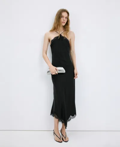 Mango Women's Satin Camisole Dress In Black