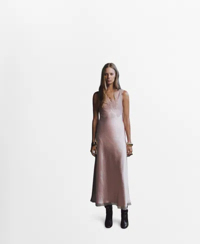 Mango Satin Camisole Dress Pastel Pink