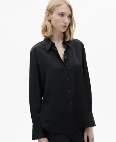 Mango Women's Satin Finish Flowy Shirt In Black