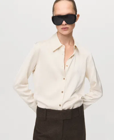 Mango Satin Finish Flowy Shirt In Neutral