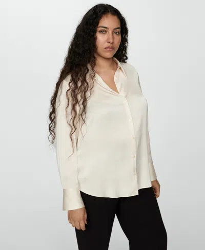 Mango Women's Satin Finish Flowy Shirt In Off White