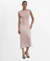 Mango Robe Jacquard Fleurie Satinée Rose Pastel - Femme - Xl -  In Neutral