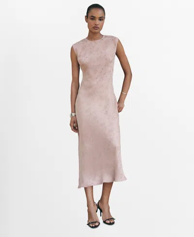 MANGO WOMEN'S SATIN FLORAL JACQUARD DRESS