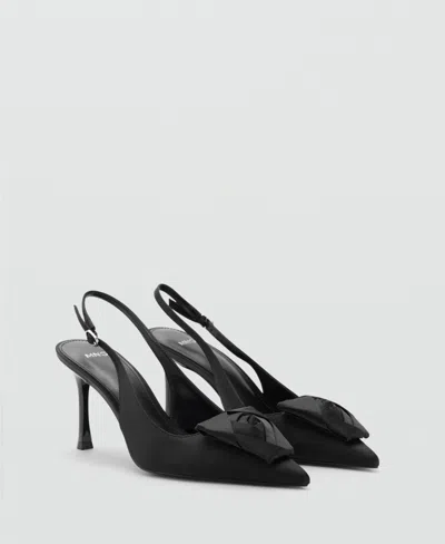 Mango Chaussure En Satin Avec Fleur Noir - Femme - 41 -  In Black