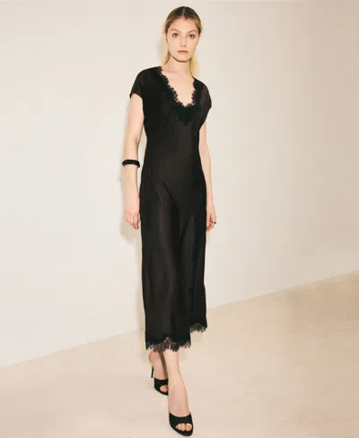 Mango Women's Satin Lace Dress In Black