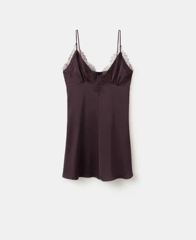 Mango Women's Satin Lace Dress In Purple