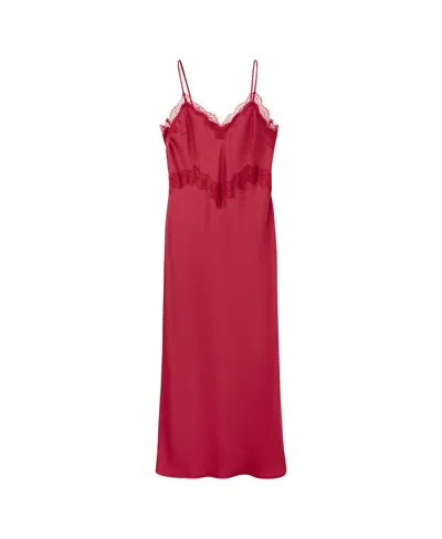 Mango Women's Satin Lace V-neck Midi Dress In Red