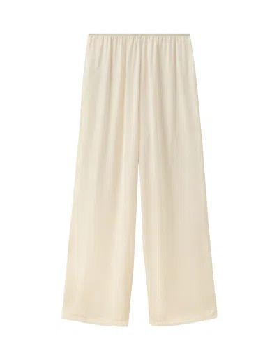 Mango Women's Satin Lace-trim Pajama Pants In Neutral