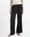 Mango Satin Pajama Drawstring Pajama Pants In Black