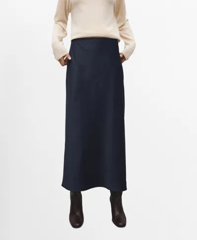 Mango Women's Satin Long Skirt In Blue