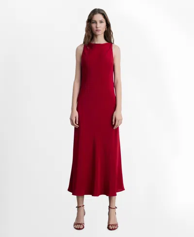 Mango Sleeveless Satin Midi Dress In Wine