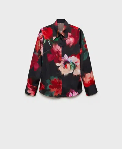 Mango Women's Satin Print Shirt In Black