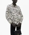 Mango Satin Print Shirt Ecru In Ecru