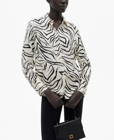 MANGO WOMEN'S SATIN PRINT SHIRT
