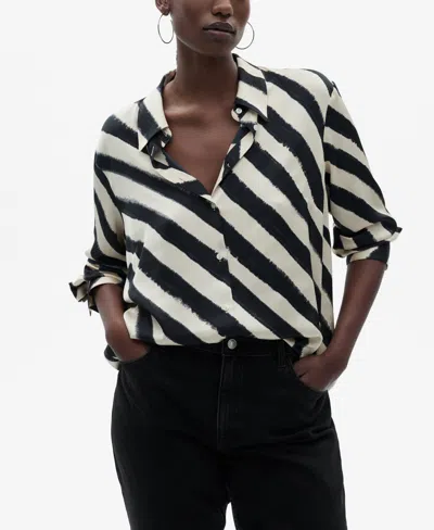 Mango Women's Satin Print Shirt In Gray