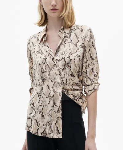 Mango Women's Satin Print Shirt In Sand
