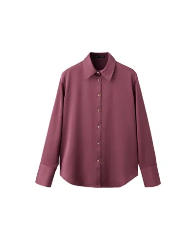 Mango Women's Satin Regular-fit Shirt In Plum