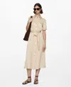 Mango Satin Shirt Dress Beige In Beige