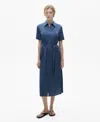 Mango Satin Shirt Dress Blue In Blue