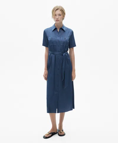 MANGO WOMEN'S SATIN SHIRT DRESS