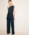 Mango Satin Straight-fit Pants In Blue