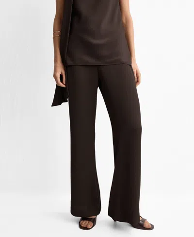 Mango Women's Satin Straight-fit Pants In Brown