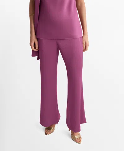Mango Women's Satin Straight-fit Pants In Pink