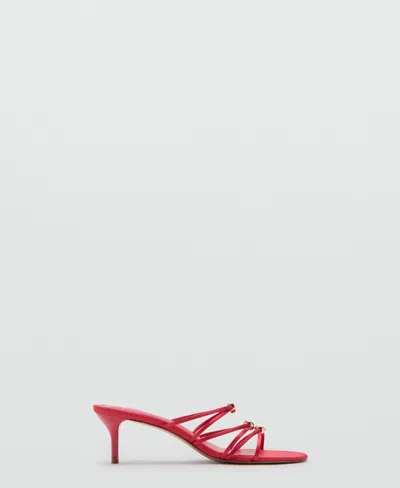 Mango Women's Satin Straps Heeled Sandals In Red