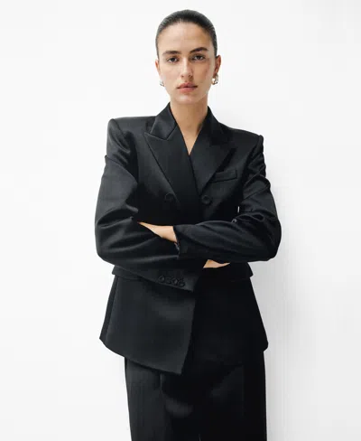 Mango Women's Satin Suit Jacket In Black