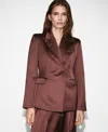 Mango Women's Satin Suit Jacket In Brown