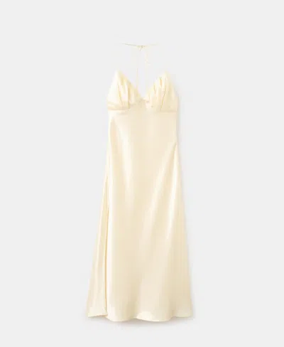Mango Women's Satin V-neck Dress In Neutral
