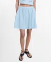 Mango Embroidered Scallop Skirt In Blue