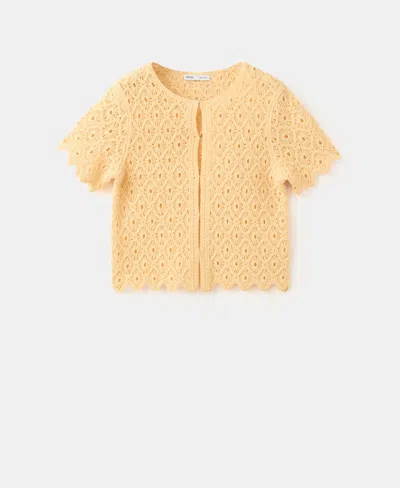 Mango Women's Scalloped Open-knit Cardigan In Orange
