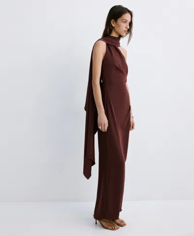Mango Women's Scarf Asymmetrical Dress In Brown