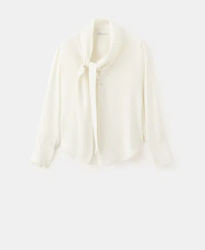 Mango Women's Scarf Collar Blouse In White