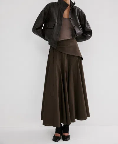 Mango Women's Scarf Detail A-line Skirt In Brown