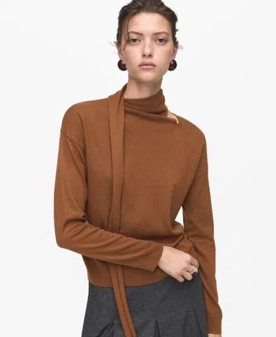 MANGO WOMEN'S SCARF FINE-KNIT SWEATER