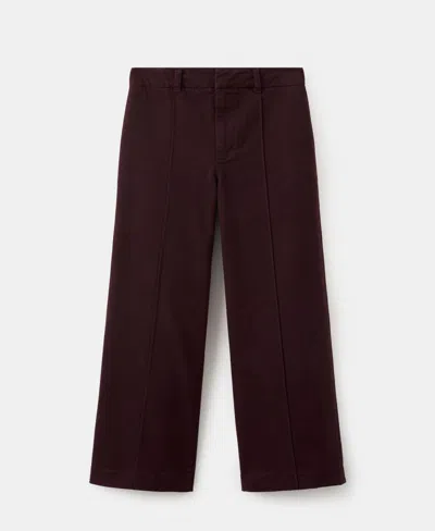 Mango Women's Seam Detail High-waisted Wide Leg Jeans In Burgundy