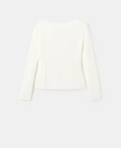 Mango Women's Seam Detail Knitted Sweater In White