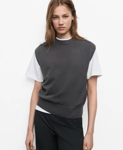 Mango Women's Seam Detail Knitted Sweater Vest In Gray