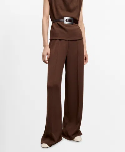 Mango Women's Seam-detail Straight-fit Pants In Brown