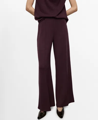 Mango Women's Seam-detail Straight-fit Pants In Burgundy