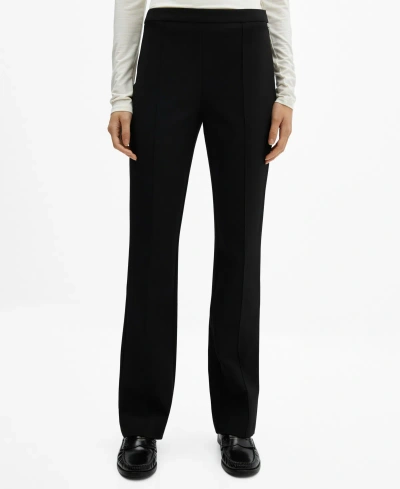 Mango Women's Seam-detail Straight-fit Trousers In Black